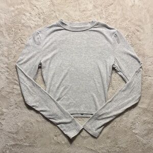Light Gray Long-Sleeve Crewneck Top